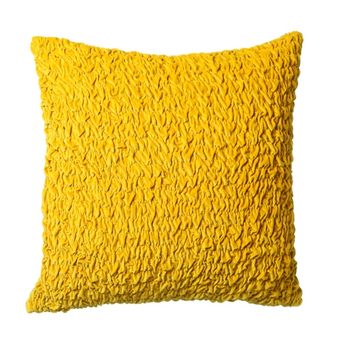 Scatter Box Ruched Cotton Velvet 43x43cm, Ochre