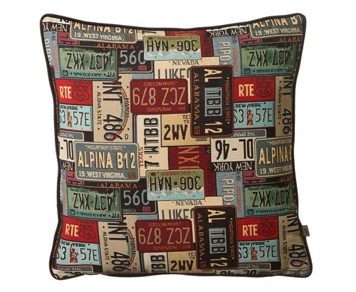 Scatter Box Number Plates 54x54cm Cushion, Red