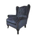 Kingsbury Chair, 102 x 85 x 82 cm, Antique studded detail, Velvet, Upholstery fabric, Midnight, Navy Chair, Winged back