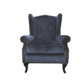 Kingsbury Chair, 102 x 85 x 82 cm, Antique studded detail, Velvet, Upholstery fabric, Midnight, Navy Chair, Winged back