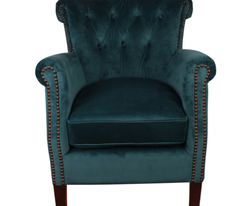 Belvedere Chair, 77 x 65 x 73 cm, Antique studed detail, Velour, Upholstery fabric, Sea Green, Green Chair, Velour Chair