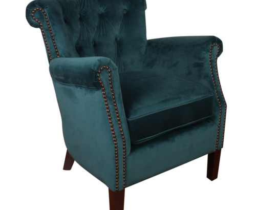 Belvedere Chair, 77 x 65 x 73 cm, Antique studed detail, Velour, Upholstery fabric, Sea Green, Green Chair, Velour Chair