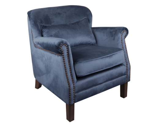 Camden Chair, 77 x 74 x 83 cm, Antique studded detail, Velour, Upholstery fabric, Midnight, Navy Chair, Velour Chair