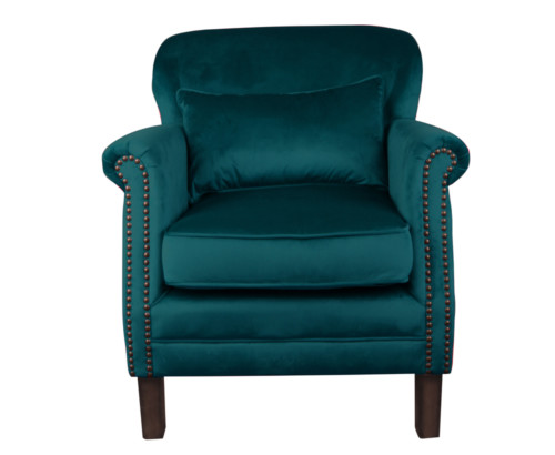 Camden Chair, 77 x 74 x 83 cm, Antique studded detail, Velour, Upholstery fabric, Sea Green, Green Chair, Velour Chair