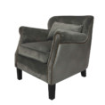 Camden Chair, 77 x 74 x 83 cm, Antique studded detail, Velour, Upholstery fabric, Gunmetal, leather, Grey leather, Grey Chair, Velour Chair