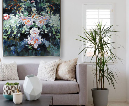 Scatter Box Art Waterlily 96.5x96.5x3.6cm, Multi